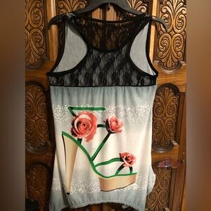 Floral High Heel Graphic Top